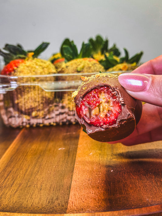 Chocolate Covered Pistachio Crunch Strawberries